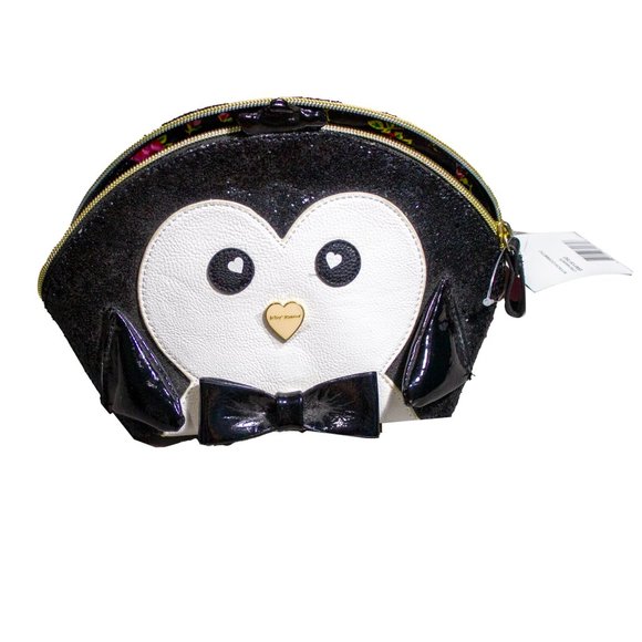Betsey Johnson Sparkly Penguin Make Up Bag - Picture 3 of 5